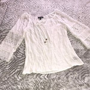 Beautiful white lace thin blouse!
